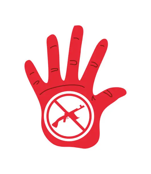 Vector illustration of red hand day solidarity