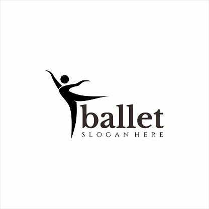 ballet logo silhouette concept design suitable for logo on ballet school, ballet dance studio