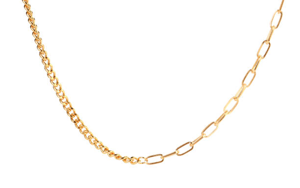 istock One metal chain isolated on white. Luxury jewelry 1920986559