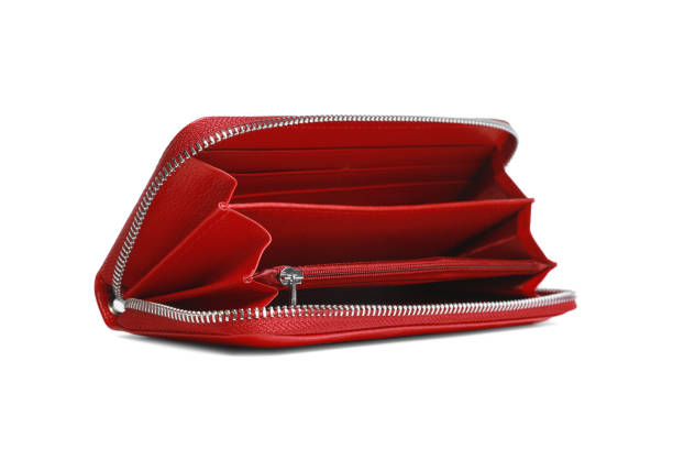 istock Stylish red leather purse isolated on white 1920988268