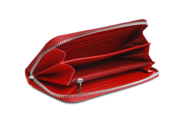 istock Stylish red leather purse isolated on white 1920988650