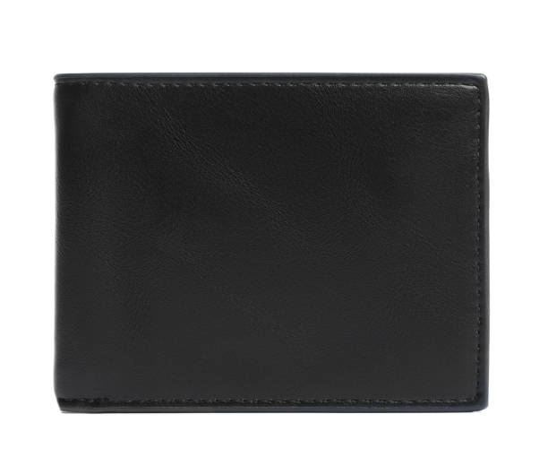 istock Stylish black leather wallet isolated on white 1920988664