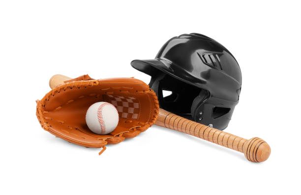 istock Baseball bat, ball, batting helmet and glove isolated on white 1920995036