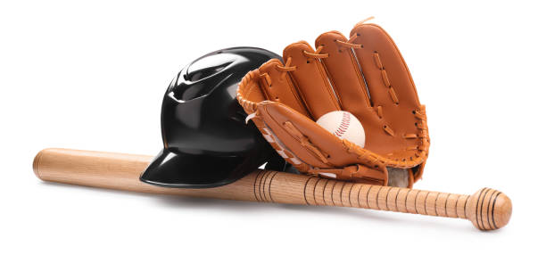 istock Baseball bat, ball, batting helmet and glove isolated on white 1920996477