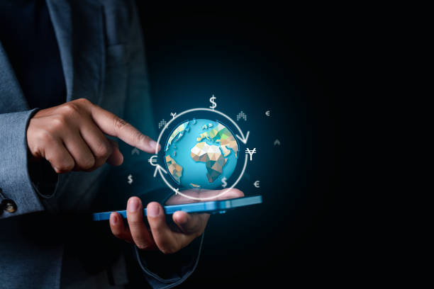 Financial Mobility Unleashed Hands of a Businessman Utilize Smartphone to Explore Global Exchange Trends