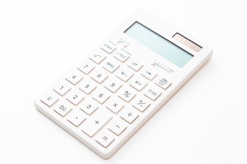Calculator on a white background.
