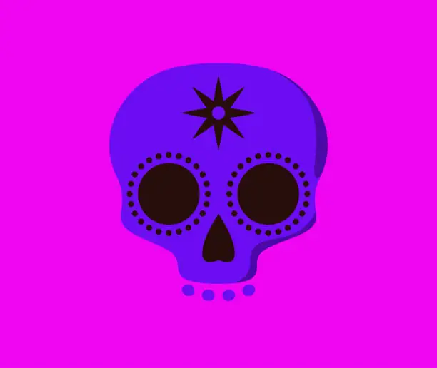 Vector illustration of Mexican style human skull