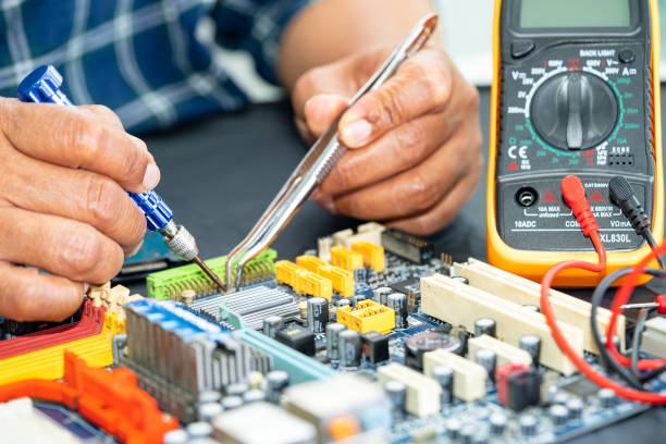 istock Repairing and upgrade circuit mainboard of notebook, electronic, computer hardware and technology concept. 1921066933