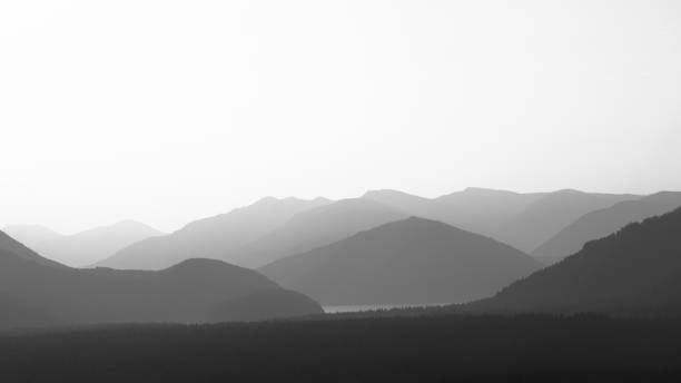 istock Black and White Silhouette Mountain Range in Washington 1921107880