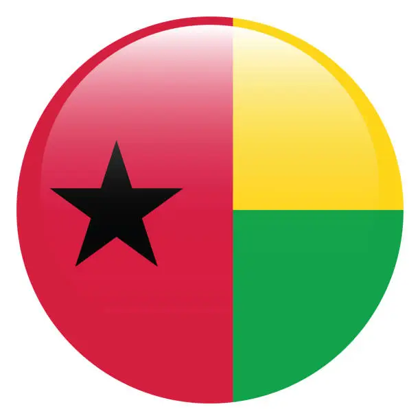 Vector illustration of Flag of Guinea-Bissau. Flag icon. Standard color. Circle icon flag. 3d illustration. Computer illustration. Digital illustration. Vector illustration.