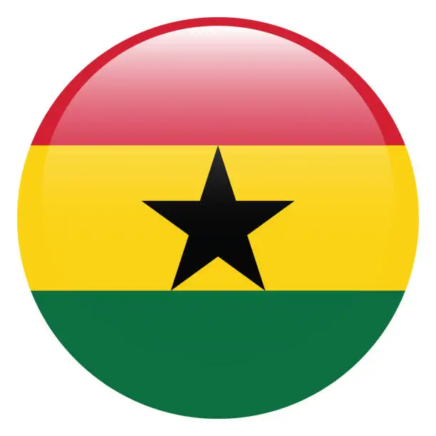 Vector illustration of Ghana flag. Flag icon. Standard color. Circle icon flag. 3d illustration. Computer illustration. Digital illustration. Vector illustration.