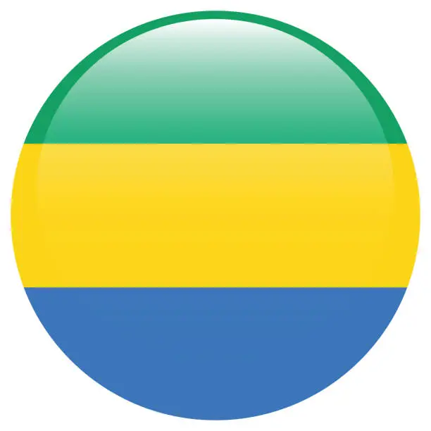 Vector illustration of Flag of Gabon. Flag icon. Standard color. Circle icon flag. 3d illustration. Computer illustration. Digital illustration. Vector illustration.