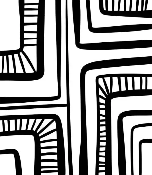 Vector illustration of Abstract bold line art and striped lines