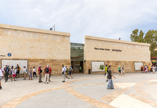 Wadi Musa, Jordan, October 05, 2023 : The Petra visitor center at the entrance to Petra in Wadi Musa city in Jordan