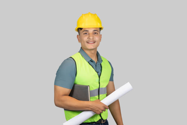 istock An Asian Happy Construction Worker Engineer giving expression gestures with chartpaper and notebook 1921387493