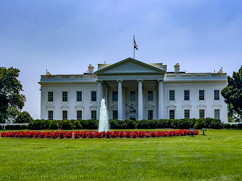 Wide shot of the White House - 1600 Pennsylvania Ave. Washington, DC