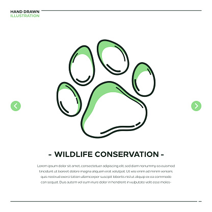 Advocate for wildlife with our impactful paw print icon representing wildlife conservation. This expressive illustration serves as a symbol of the need to protect and preserve our planet's diverse ecosystems. Ideal for projects focused on environmental conservation, biodiversity, and animal welfare.