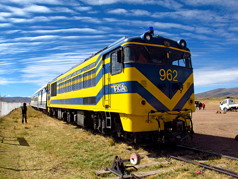 Tiwanaku, Bolivia - 08 May 2011: The train in Tiwanaku of Bolivia, South America