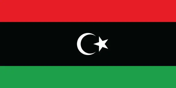 Vector illustration of Libya flag. Flag icon. Standard color. Standard size. A rectangular flag. Computer illustration. Digital illustration. Vector illustration.