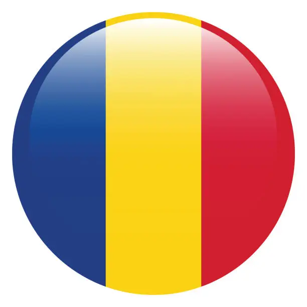 Vector illustration of Romania flag. Flag icon. Standard color. A round flag. 3d illustration. Computer illustration. Digital illustration. Vector illustration.