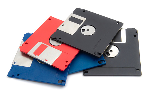 Computer floppy disks isolated on white