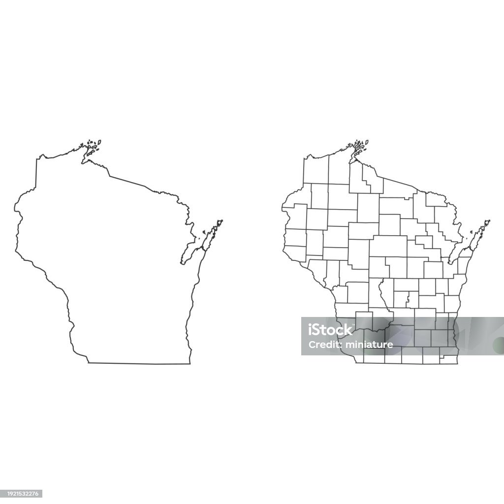 Wisconsin Map Basic Wisconsin Map Stock Illustration - Download Image Now - Abstract ...