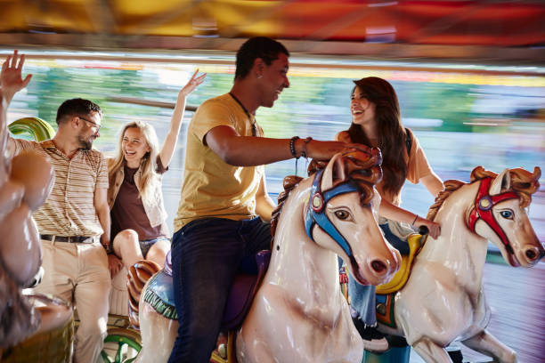 istock Merry-go-round carousel ride in blurred motion! 1921549136