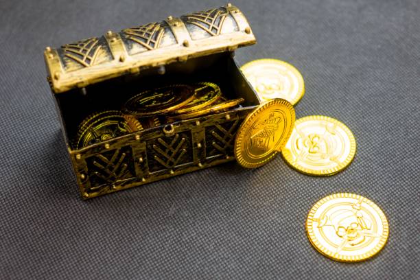 Beautiful chest containing golden coins