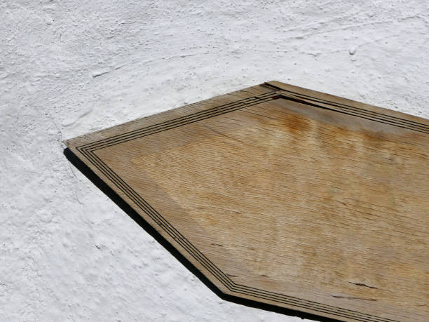 old empty wooden board direction sign on the wall