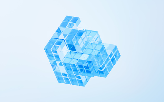 Abstract cube glass geometry background, 3d rendering. 3D illustration.