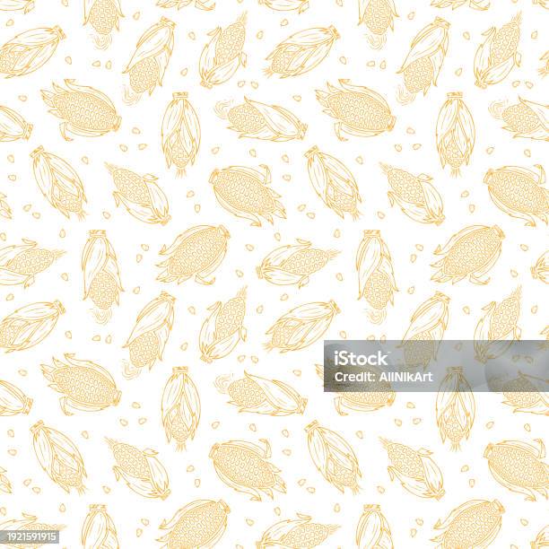 Maize Pattern Ilustración de Maize Outline Corn Cobs Seamless Pattern Vector ...
