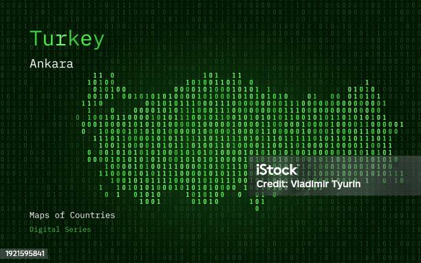 Turkey Map Shown In Binary Code Pattern Tsmc Green Matrix Numbers Zero ...