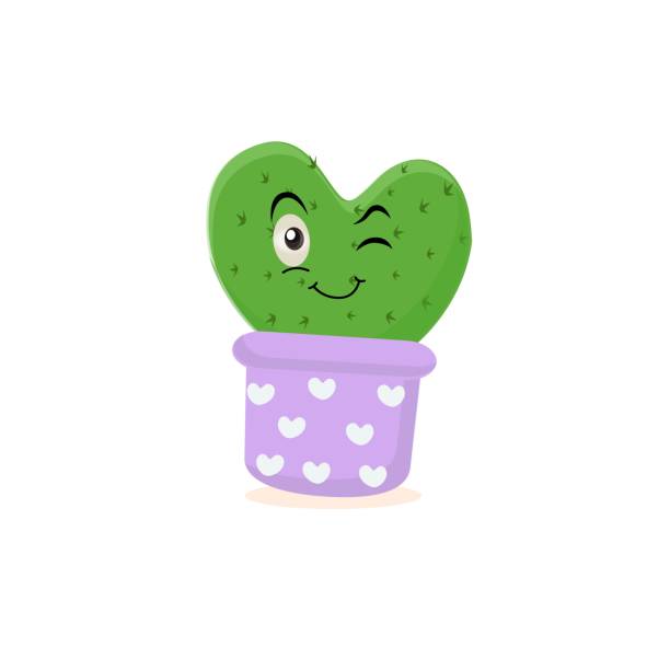 ilustrações de stock, clip art, desenhos animados e ícones de cartoon cute cactus mascot, potted cactus characters - cheerful cactus