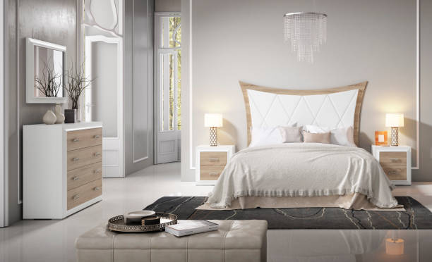 istock Double bedrooms in designer interiors. 1921617532