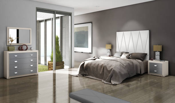 istock Double bedrooms in designer interiors. 1921617553