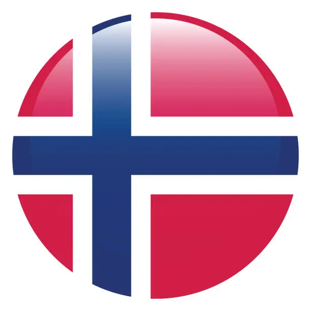 Vector illustration of Norway flag. Flag icon. Standard color. Circle icon flag. 3d illustration. Computer illustration. Digital illustration. Vector illustration.