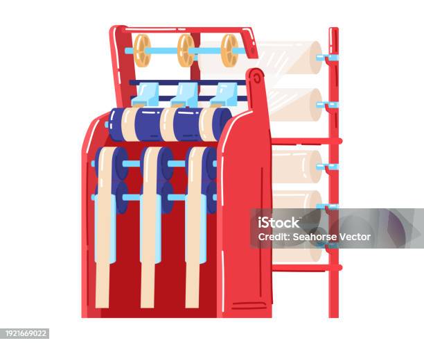 Fabric Roll Rack Vector Textile Rolls On Red Shelving Rack Fabric And Material Storage Concept ...