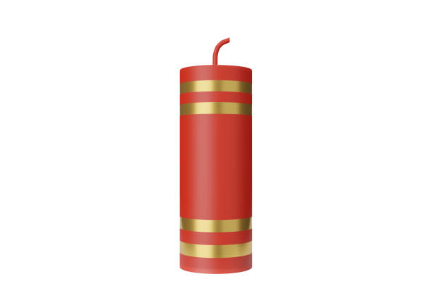 3D illustration a fire cracker for Chinese New Year isolated on white background. 3d rendering.