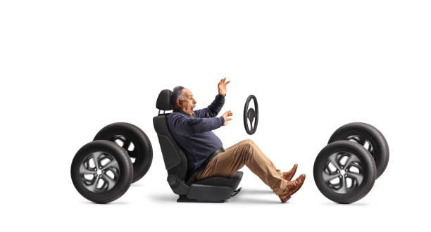 istock Shocked man in a car seat on four wheels 1921690274