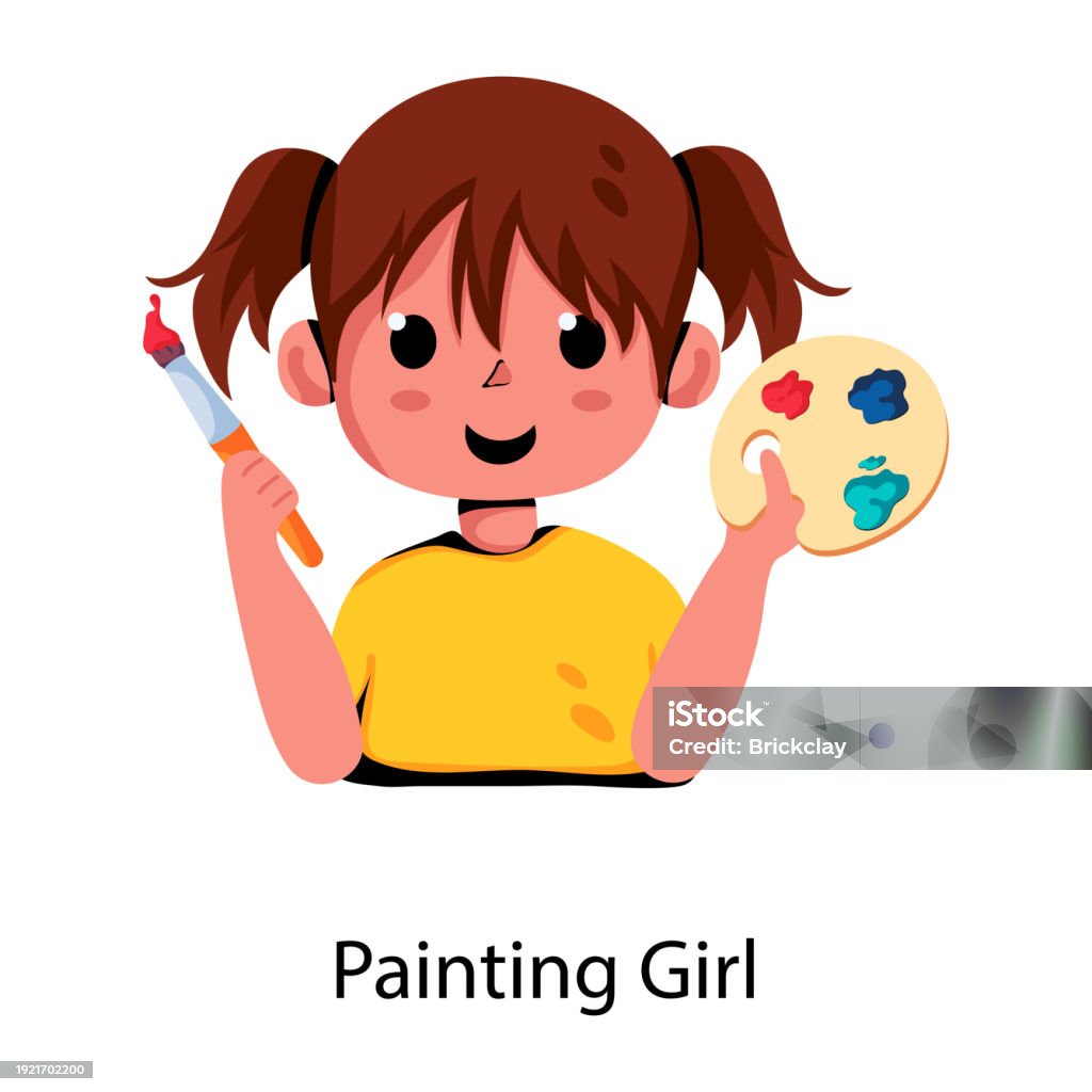 Painting Girl - Векторная графика Аватарка роялти-фри Painting Girl - Векторная графика Аватарка роялти-фри