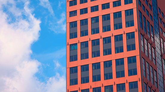 Office building on the blue sky background
