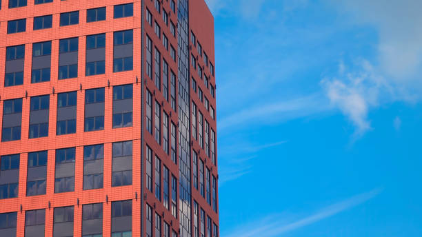 Office building Office building on the blue sky background transparent building stock pictures, royalty-free photos & images