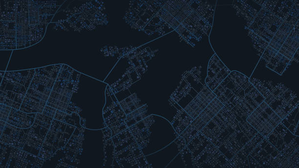 istock Abstract navigation plan of urban area. Generic city map with signs of streets, roads, river and house. Simple scheme of city with poi. Colored flat, editable vector illustration 1921760085