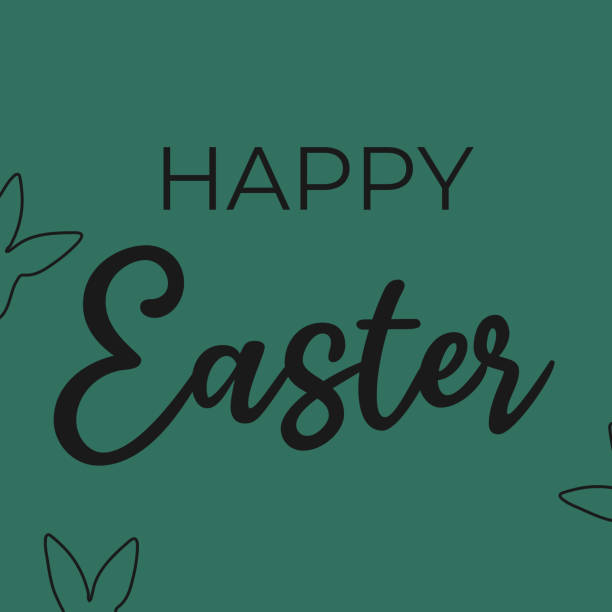 istock Happy Easter design with silhouette bunny for poster, banner cards green background. Vector illustration. Design for banner, wallpaper, card, baby cloth, gift paper. 1921768200