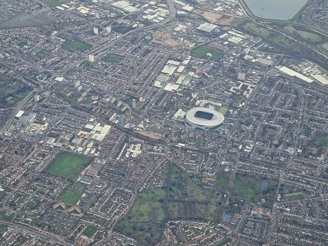 View from plane on approach to Heathrow