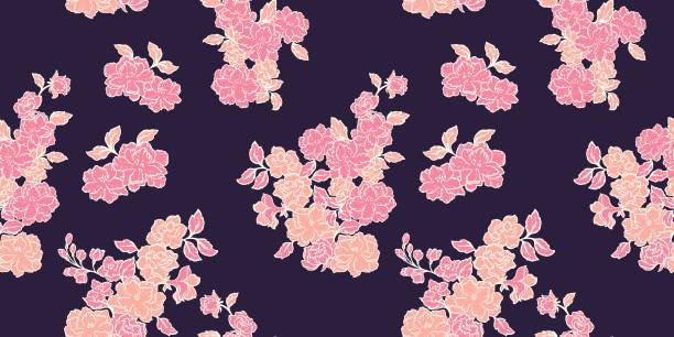 istock Seamless creative, artistic bouquets flowers pattern. Abstract art floral on a dark background. Vector hand drawn sketch. Template for textile, fashion, print, surface design, fabric, interior decor, wallpaper, 1921777137