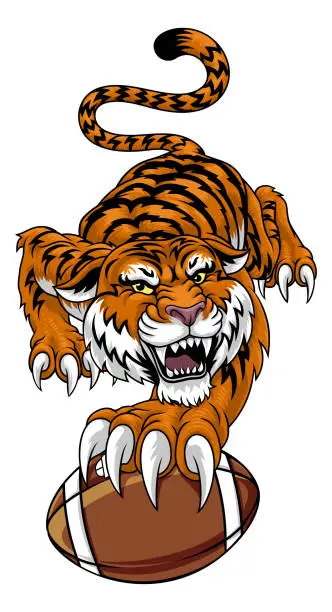 Vector illustration of Tiger American Football Sports Team Animal Mascot