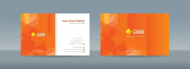 Vector illustration of Double sided business card templates with simple random transparent glass on orange background