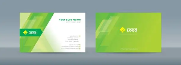 Vector illustration of Double sided business card templates with simple random transparent glass on green background