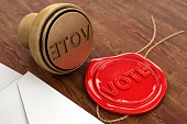Vote Stamp with Red Seal Wax and Envelope